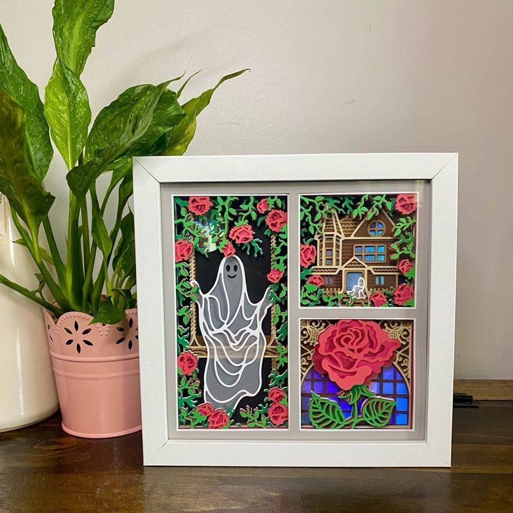 3D Ghost & Roses Shadowbox